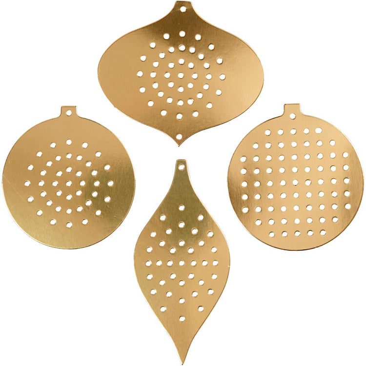 Creativ company carton au point de croix, décoration cerises, h: 8,5-12 cm, diamètre du trou 3 mm, or métallique, 8 pièces 1 boîte