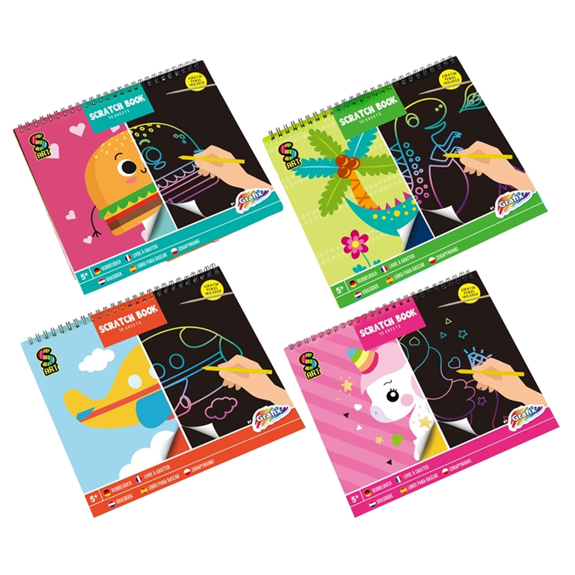 Carnet à gratter Grafix 10 feuilles + stylo