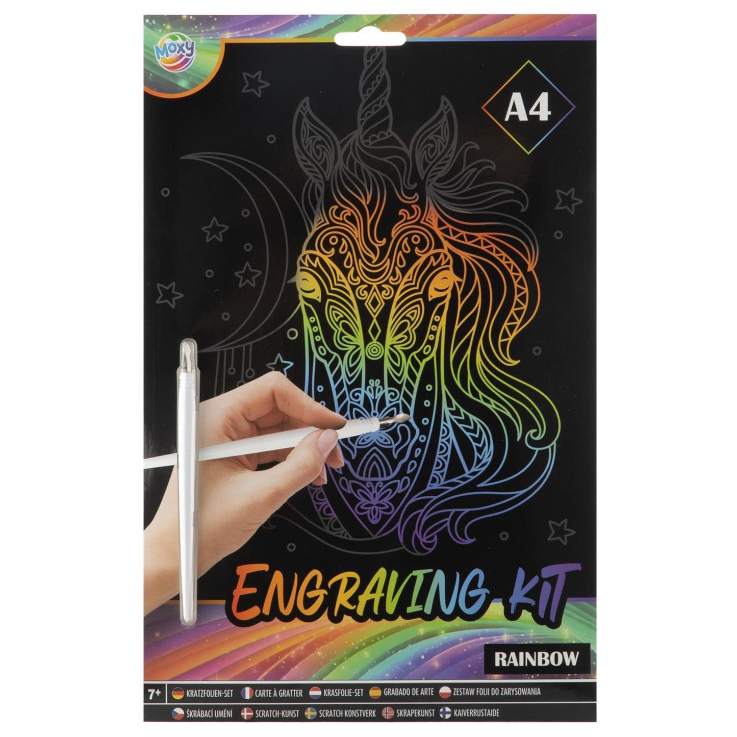 Moxy scratch art set a4 arc-en-ciel argent or