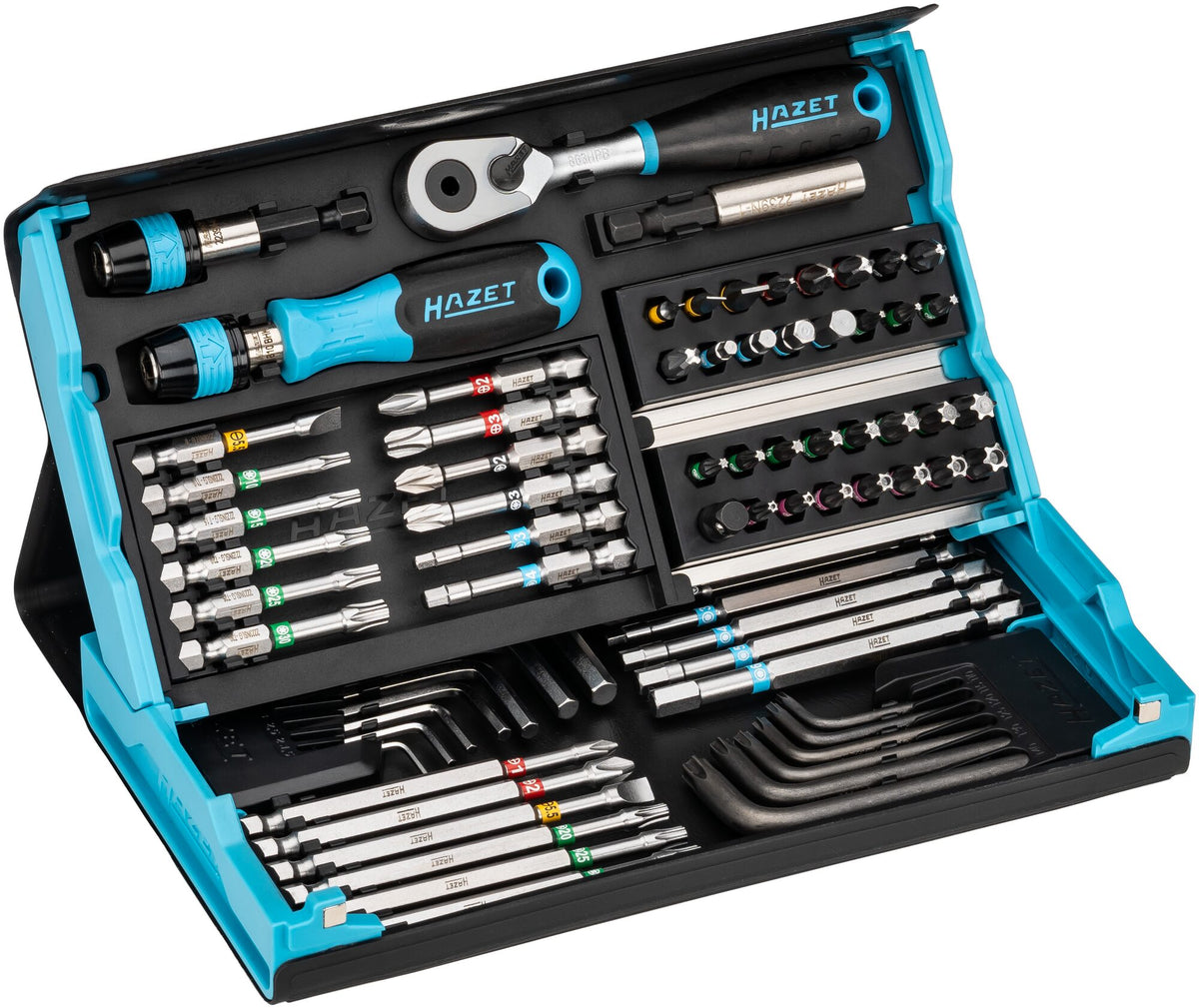 Hazet jeu d'embouts smartcase 2200sc-31 | 1 4 pouces (6,3 mm) hex solide | profil à fente, profil cruciforme ph, profil pozidriv pz, profil à six pans intérieurs | 73 pièces