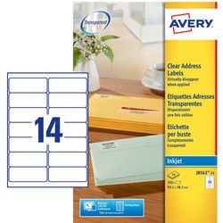 Étiquettes jet d'encre quickpeel avery j8563-25 99,1x38,1mm transparentes