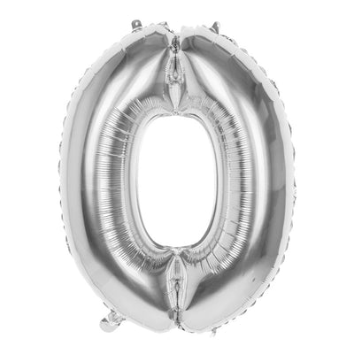Boland ballon en aluminium numéro '0' argent 86cm