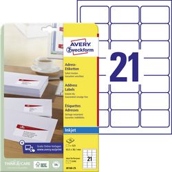 Étiquettes jet d'encre quickdry avery j8160-25 63,5x38,1mm