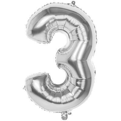 Boland ballon en aluminium numéro '3' argent 86cm