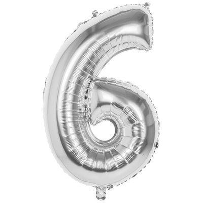 Boland ballon en aluminium numéro '6' argent 86cm