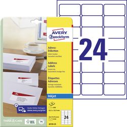Étiquettes jet d'encre quickdry avery j8159-25 63,5x33,9mm