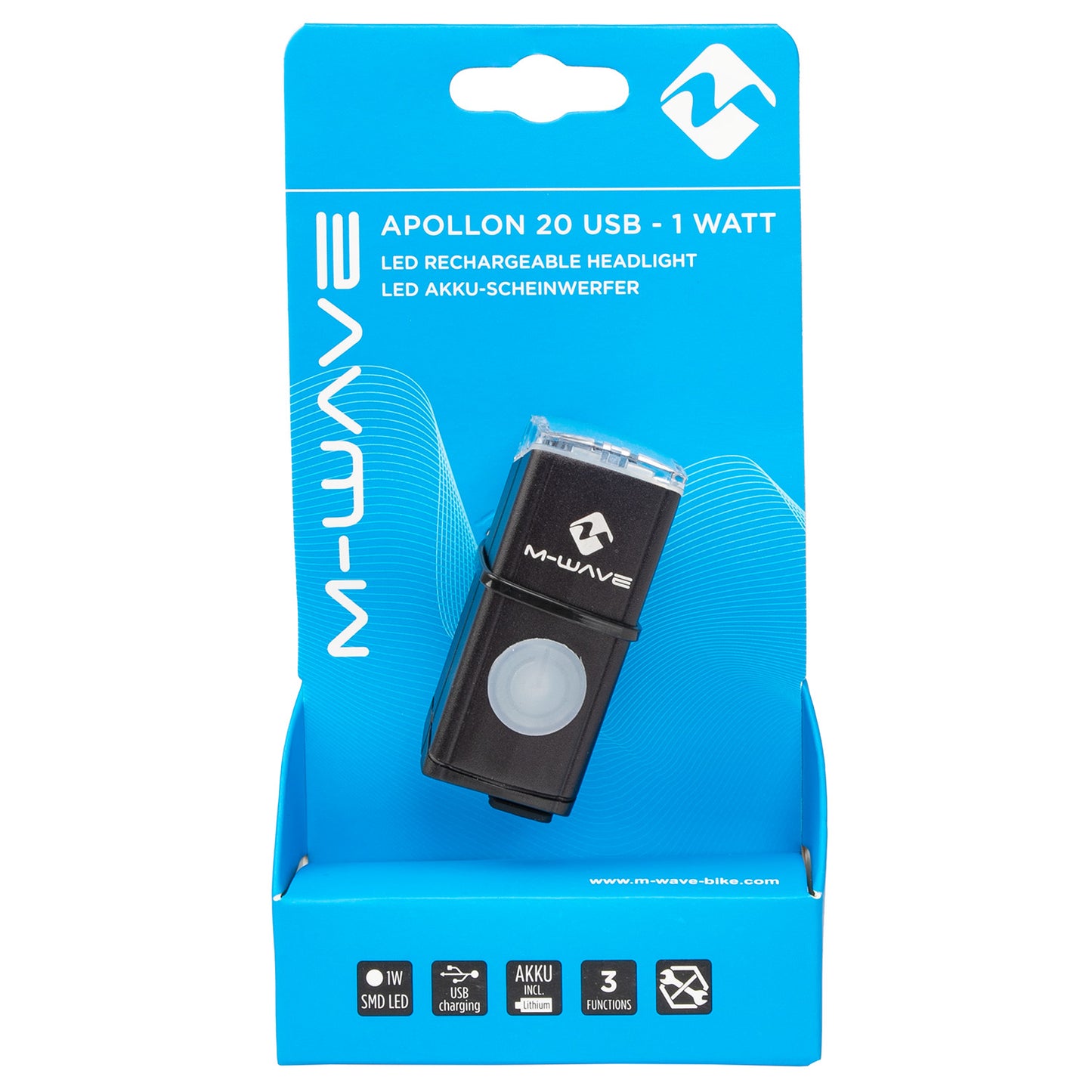 Éclairage avant à batterie rechargeable USB M-wave Apollon 20