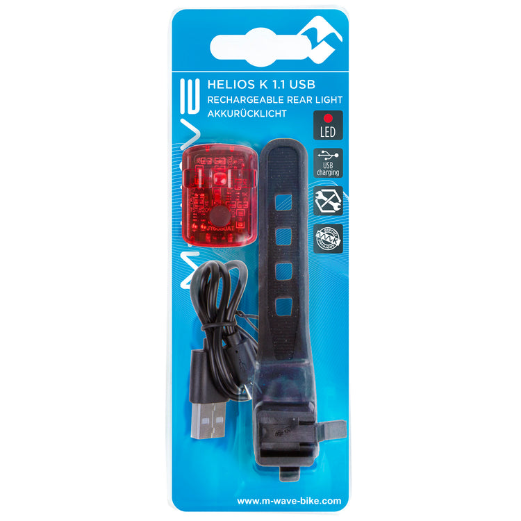 Feu arrière à batterie rechargeable M-wave helios k 1.1 usb sl