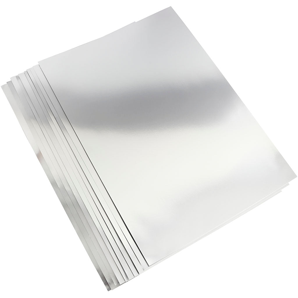 Creativ company carton métallique, a2, feuille 420x594 mm, 280 gr, argent, 10 feuilles 1 boîte