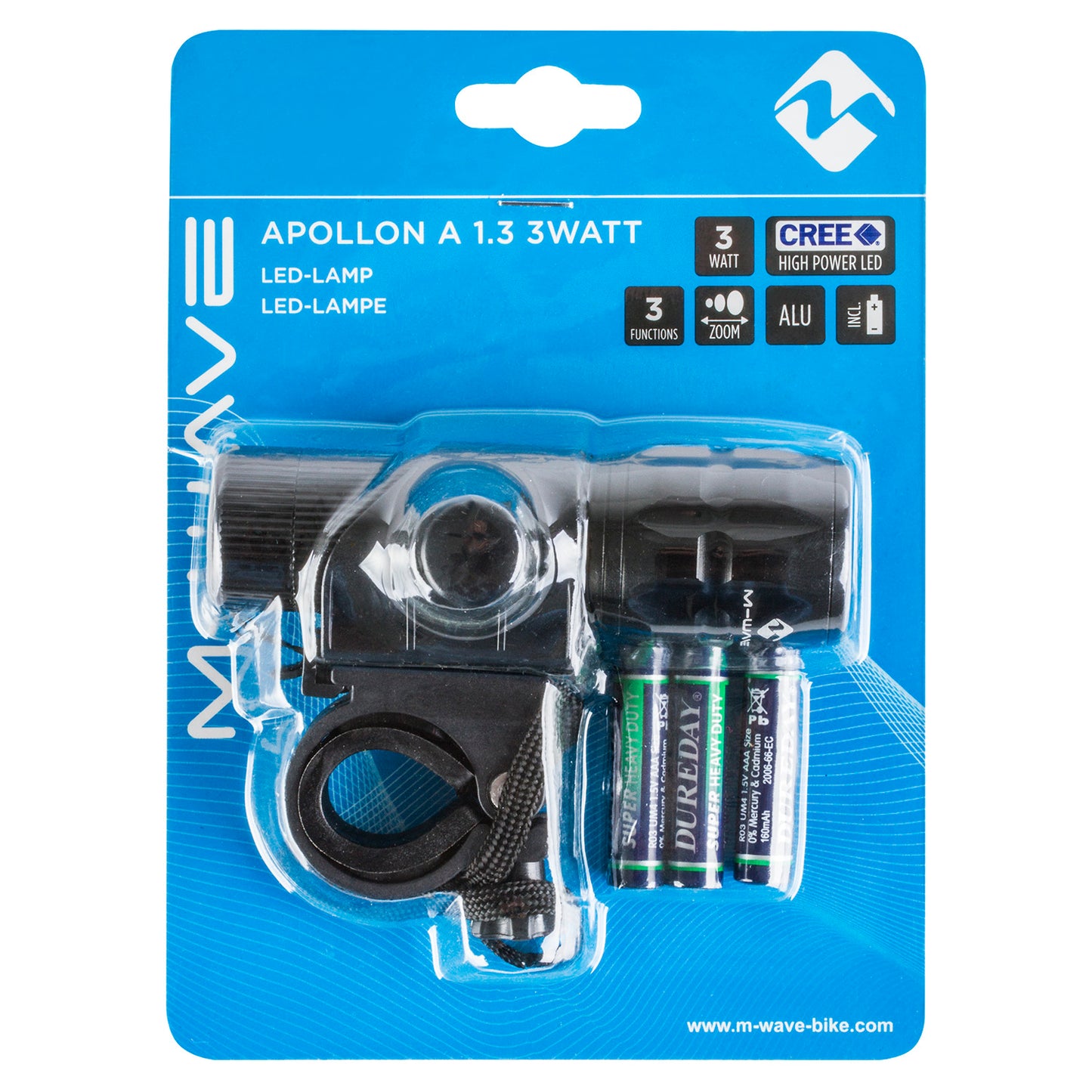 M-wave Apollon un éclairage avant à batterie 1,3 3 watts