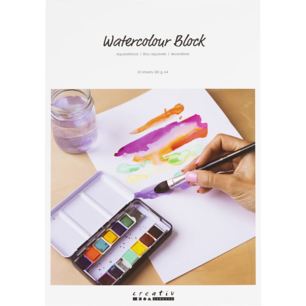 Bloc aquarelle blanc A4 180gr, 20 feuilles