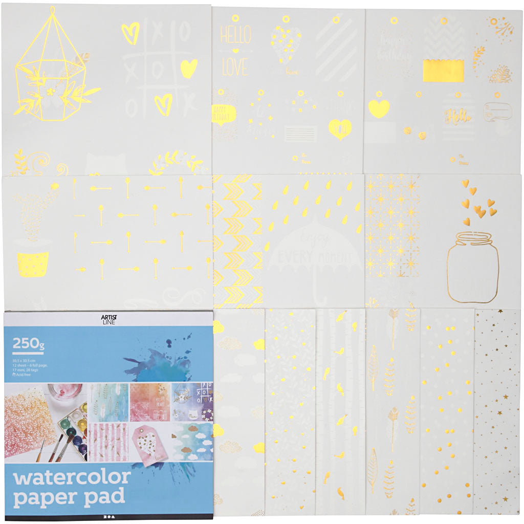 Livre de coloriage avec papier aquarelle, format 30,5x30,5 cm, blanc, 12 feuilles 1 pièce