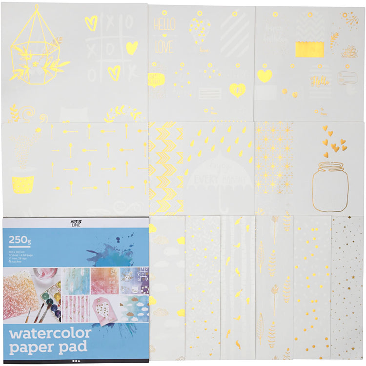 Livre de coloriage avec papier aquarelle, format 30,5x30,5 cm, blanc, 12 feuilles 1 pièce