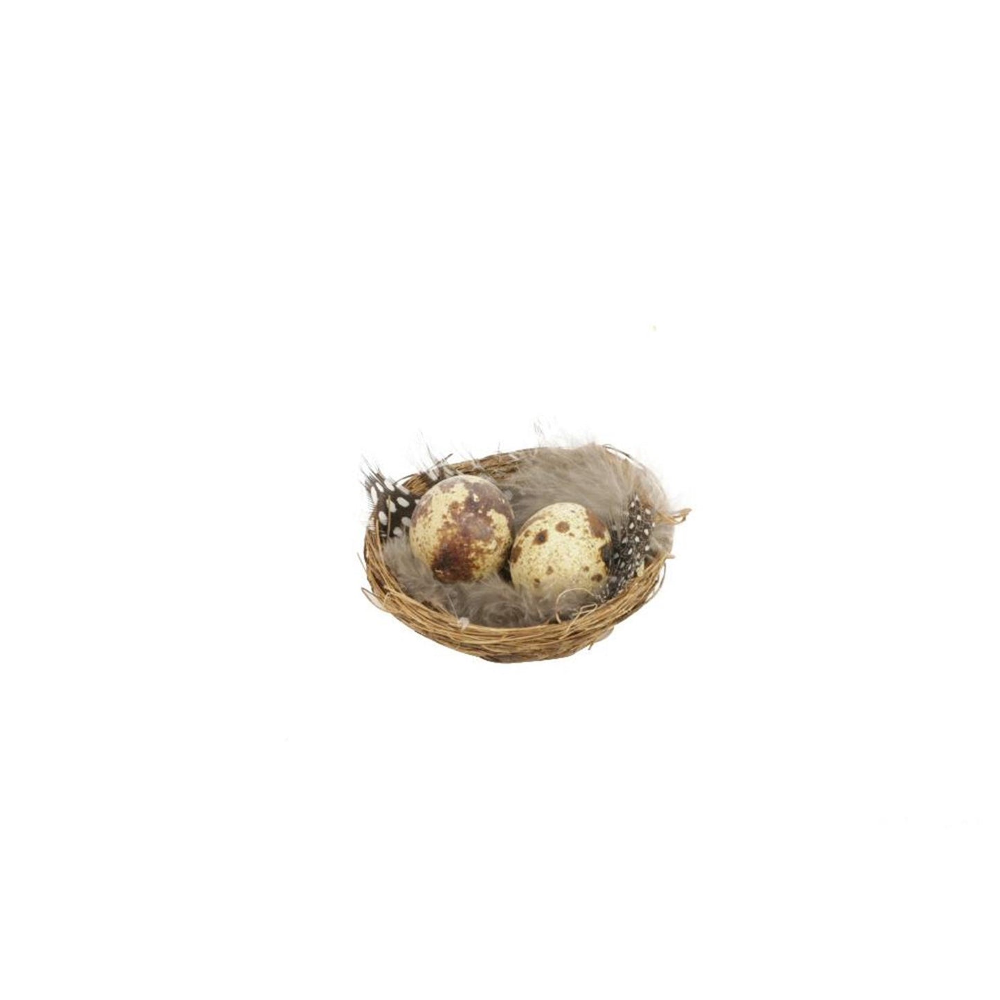 Nid déco naturel HBx avec œufs et plumes 6 pcs. ø7cm