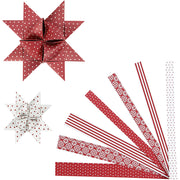 Bandes de tressage en papier Vivi Gade, l: 44+78 cm, l: 15+25 mm, d 6,5+11,5 cm, rouge, blanc, 60 bandes 1 boîte - afbeelding 1