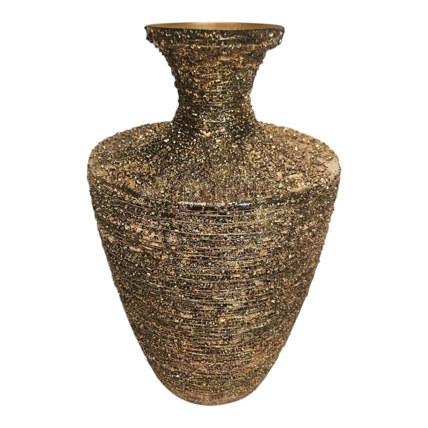 Vase ambiance manoir tonitruant métal doré 11x23x37cm