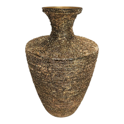 Vase ambiance manoir tonitruant métal doré 11x23x37cm