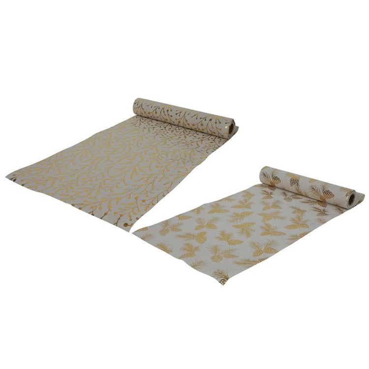 Chemin de table vivant Svenska 275x28cm, aspect coton doré
