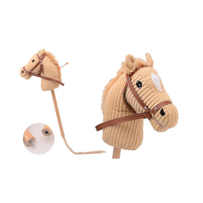 Johntoy hobby horse court avec queue et son holly horse velours côtelé clair