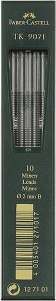 Faber-castell mine de crayon porte-mine - tk9071 - largeur de trait 2,0 mm - dureté 3b - 10 pièces en tube - fc-127103