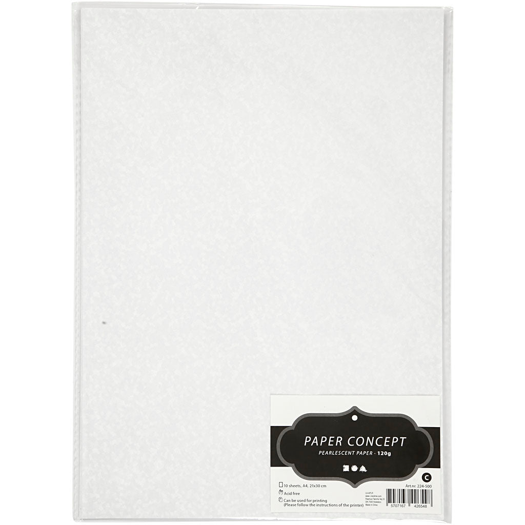 Creativ Company Pearl Paper A4 White Pearl Pearl 120 grammes, 10 feuilles