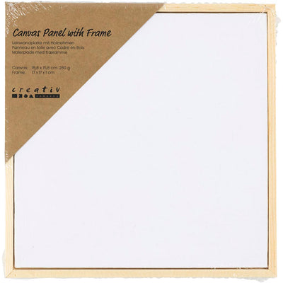 Panneau de toile Creativ company avec cadre, dim. 15,8x15,8 cm, 280 gr, blanc, 1 pièce