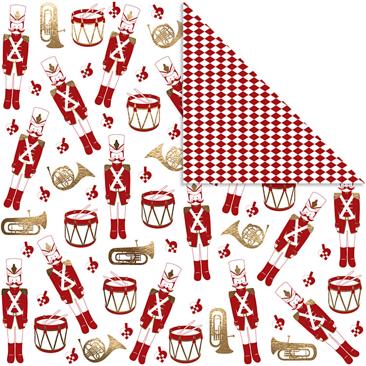 Papier design Vivi Gade, casse-noix, 180 gr, or, rouge, blanc, 3 feuilles 1 boîte