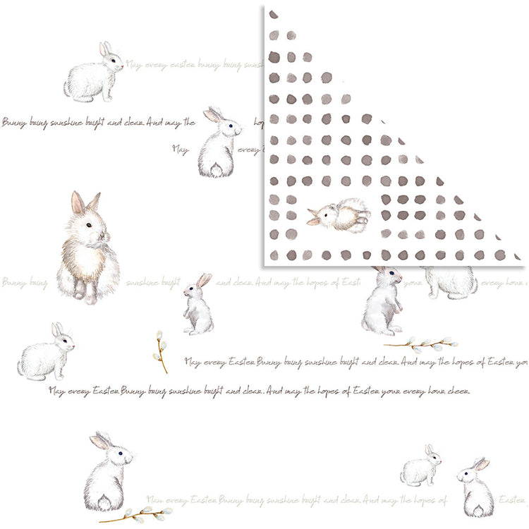 Papier design Vivi Gade, lapin, feuille 30,5x30,5 cm, 180 gr, 5 feuilles 1 boîte