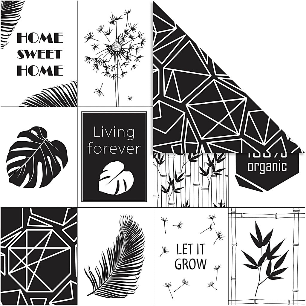 Papier design Vivi Gade, motif feuilles, 180 gr, 5 feuilles 1 boîte