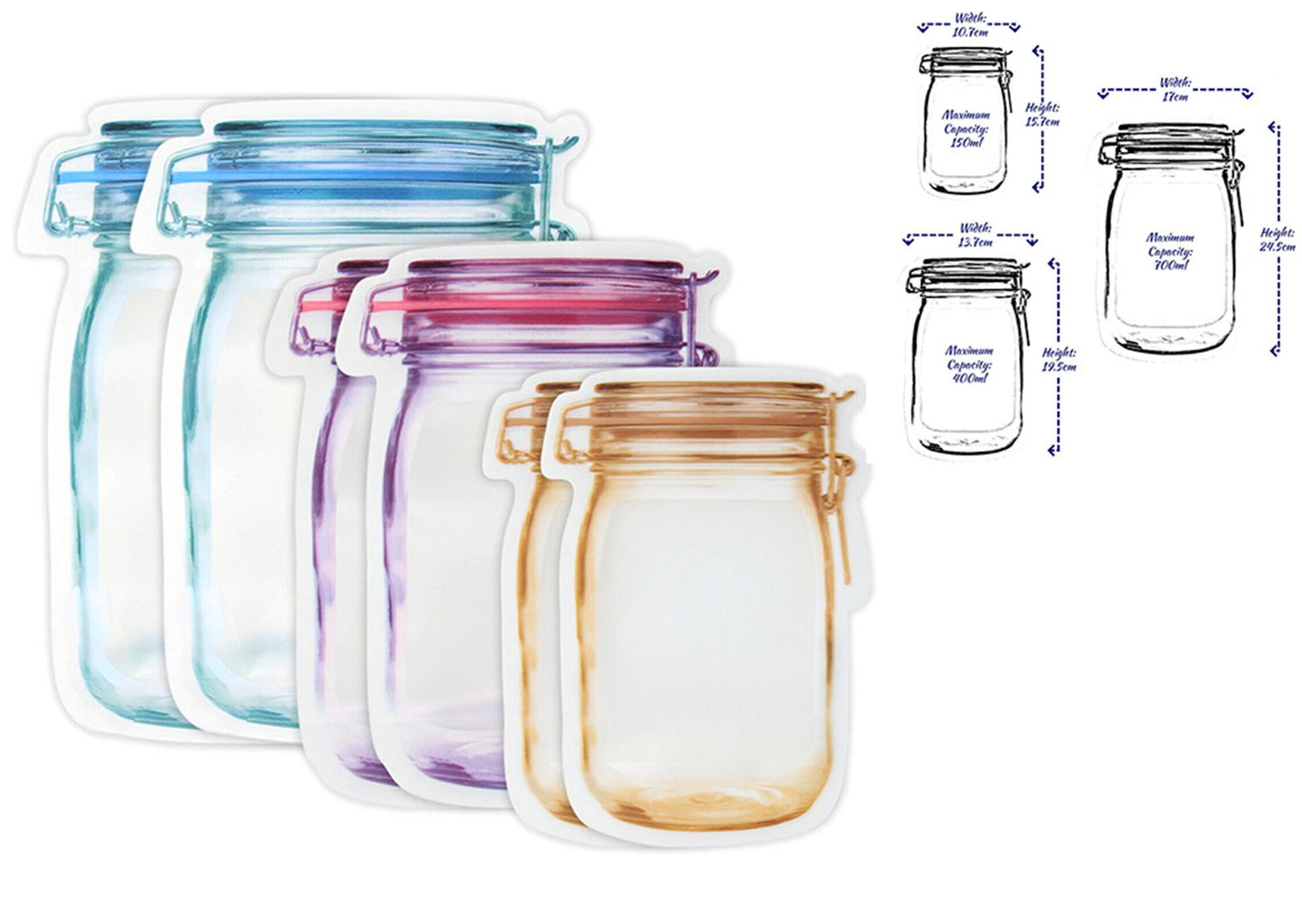 Sacs de conservation des aliments réutilisables Lifetime Cooking, lot de 6