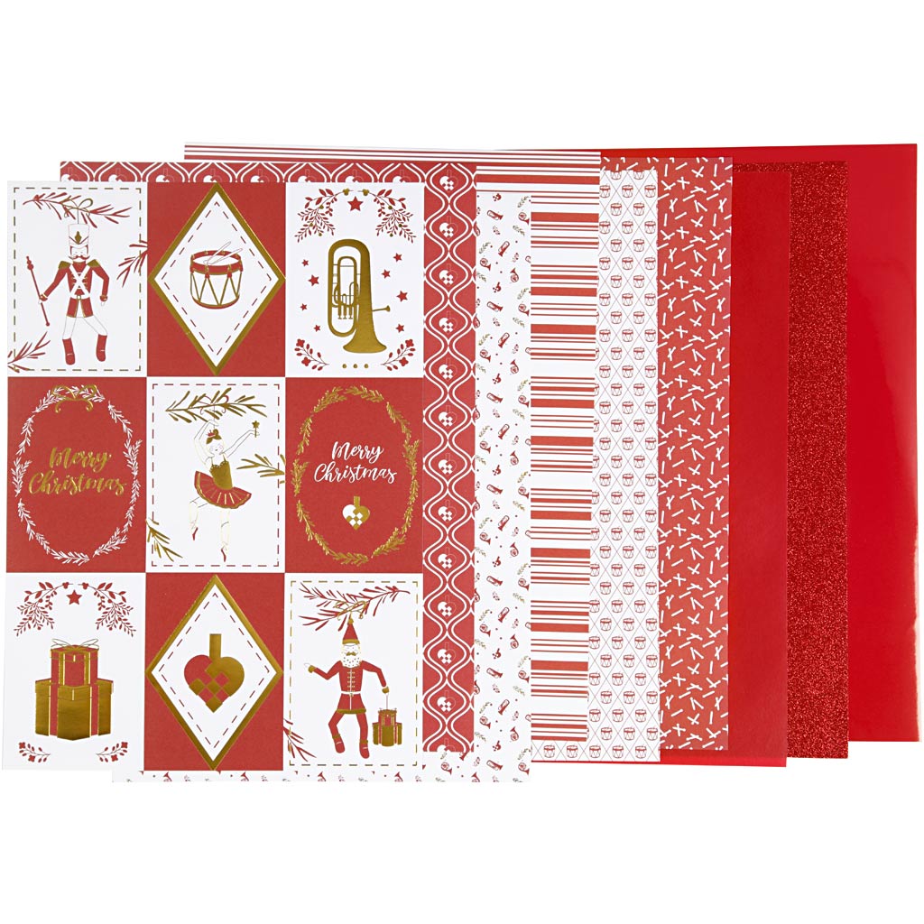Bloc de papier design Vivi Gade, dim. 21x30 cm, 120+128 gr, rouge, blanc, 24 feuilles 1 boîte