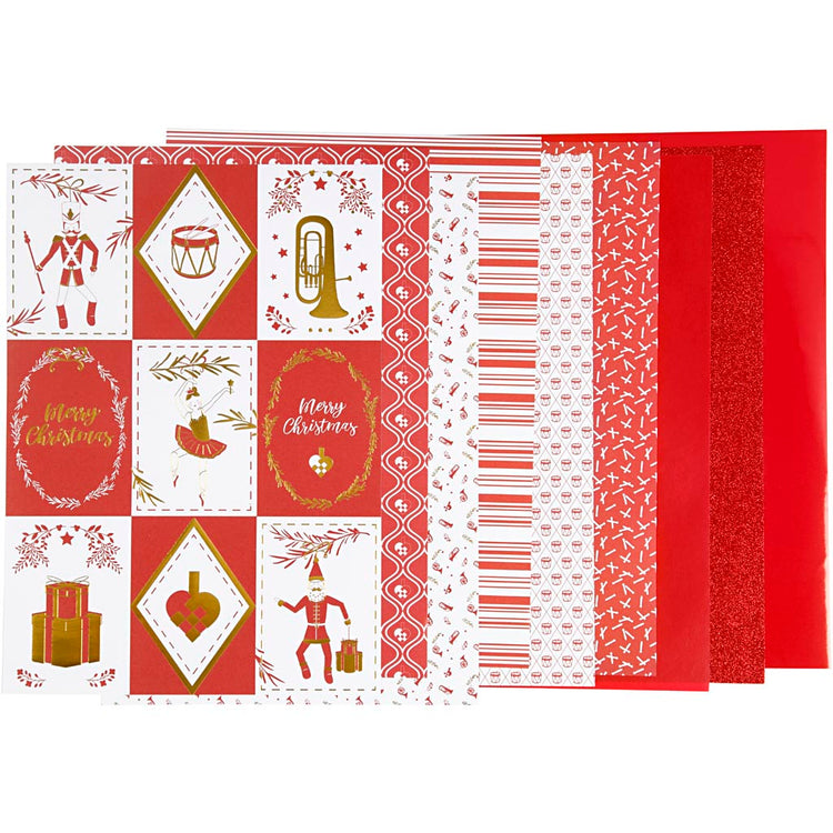Bloc de papier design Vivi Gade, dim. 21x30 cm, 120+128 gr, rouge, blanc, 24 feuilles 1 boîte