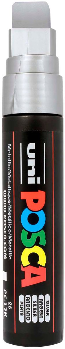Marqueur peinture Uni Posca argent 17 carats - pointe bloc 15mm