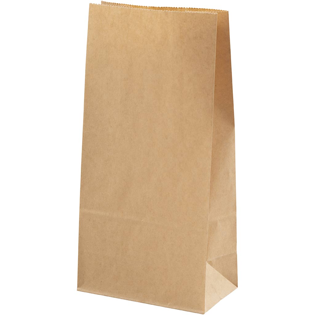 Sacs en papier Creativ company, h: 22,5 cm, dim. 6,5x11 cm, 50 gr, marron, 100 pièces 1 boîte