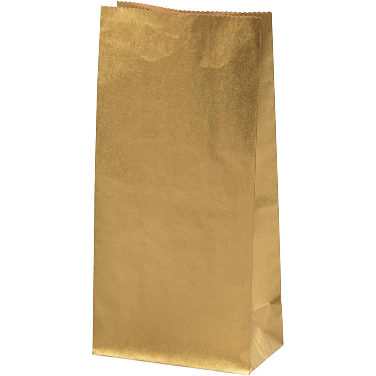 Sacs en papier Creativ company, h: 22,5 cm, dim. 6,5x11 cm, 50 gr, or, 100 pièces 1 boîte