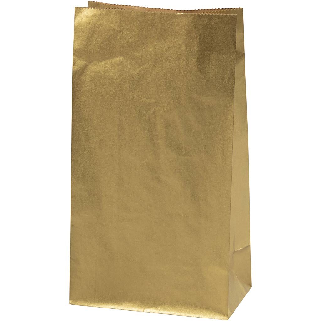 Sacs en papier Creativ company, h: 27 cm, dim. 9x15 cm, 50 gr, or, 100 pièces 1 boîte