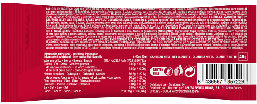 226ers hydrajelly 100mg gel de cola à la caféine 40g