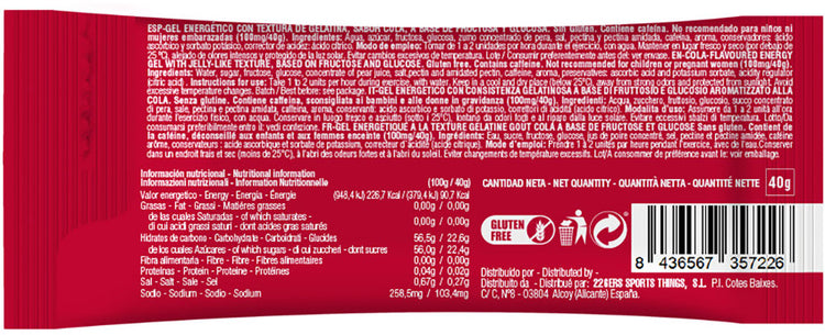 226ers hydrajelly 100mg gel de cola à la caféine 40g
