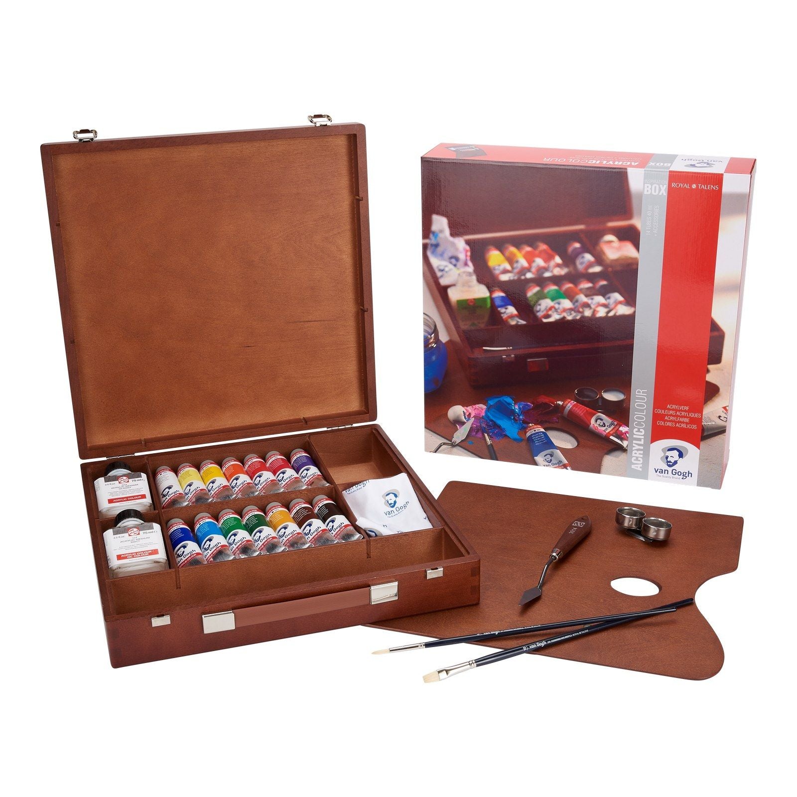 Van Gogh • peinture acrylique en coffret inspiration avec 14 couleurs en tubes de 40 ml + accessoires