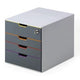 Commode plastique multicolore résistant 280x356x292mm 4 tiroirs gris