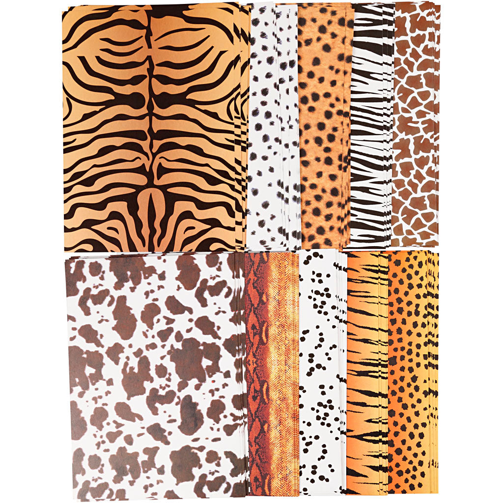 Carton motifs animaux Creativ company, A4, feuille 210x297 mm, 300 gr, 100 feuilles 1 boîte