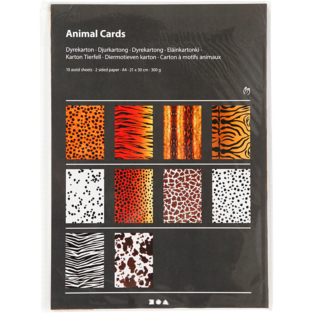 Carton de motifs animaux A4, 10 feuilles