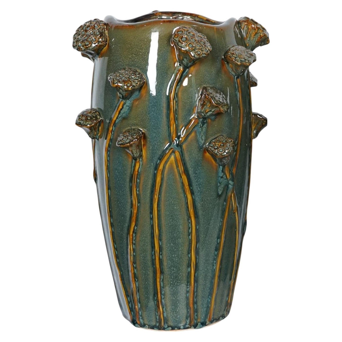 Vase ambiance manoir bess céramique vert 22x35,5cm
