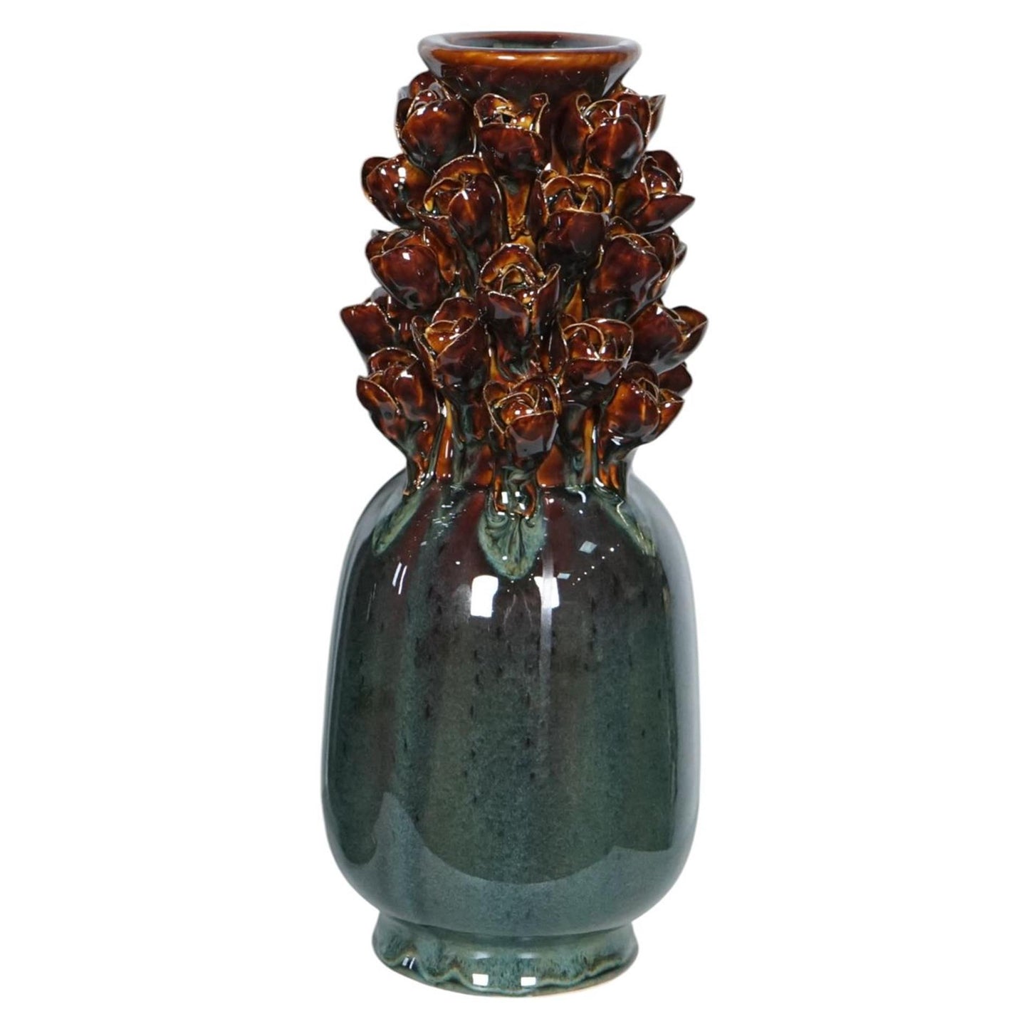 Vase ambiance Mansion airlie céramique marron vert 13x32cm