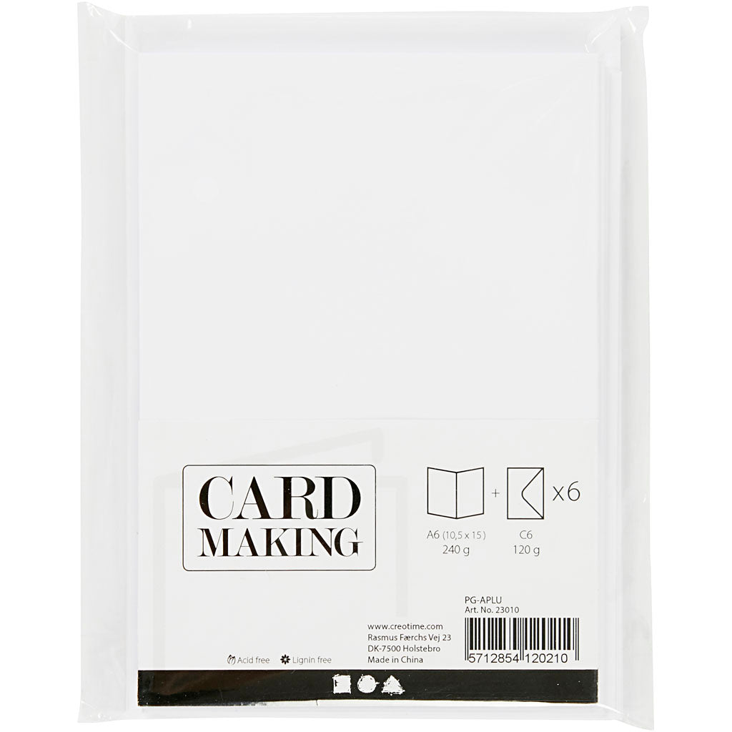Cartes et enveloppes d'entreprise Creativ, format carte 10,5x15 cm, format enveloppe 11,5x16,5 cm, 110+230 gr, blanc, 6 set 1 boîte