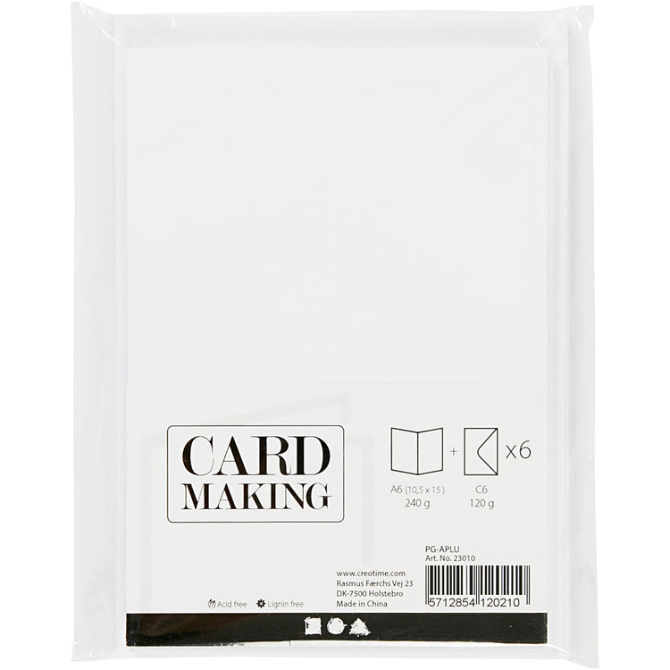 Cartes et enveloppes d'entreprise Creativ, format carte 10,5x15 cm, format enveloppe 11,5x16,5 cm, 110+230 gr, blanc, 6 set 1 boîte