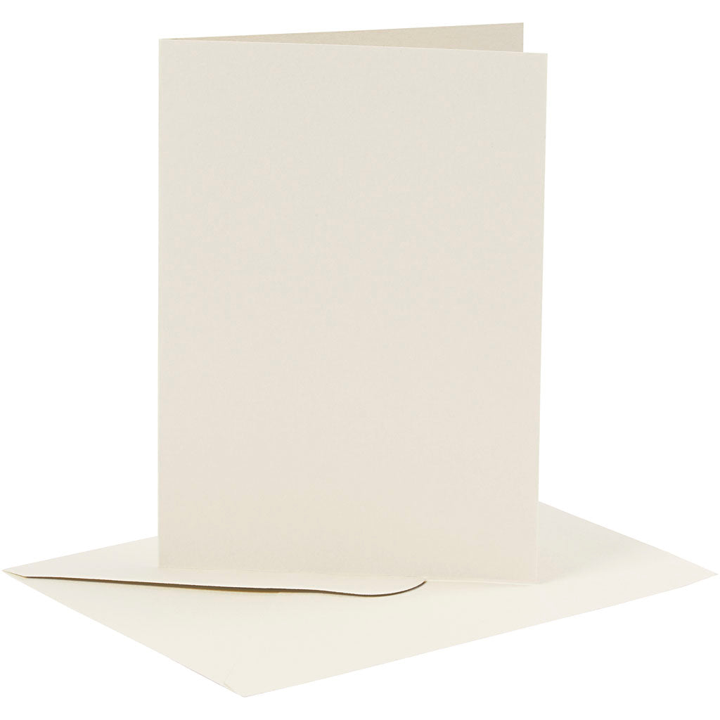 Cartes et enveloppes d'entreprise Creativ, format carte 10,5x15 cm, format enveloppe 11,5x16,5 cm, 110+230 gr, blanc cassé, 6 set 1 boîte