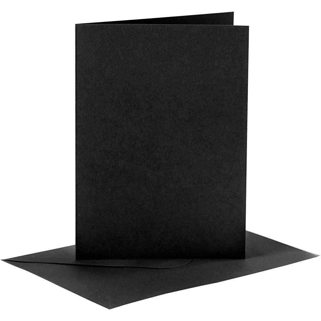 Cartes et enveloppes d'entreprise Creativ, format carte 10,5x15 cm, format enveloppe 11,5x16,5 cm, 110+230 gr, noir, 6 set 1 boîte