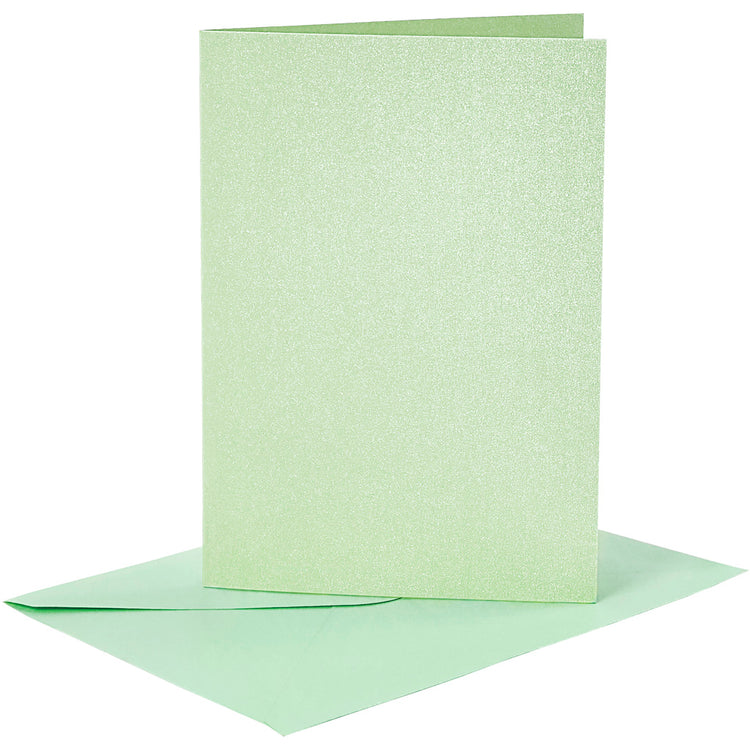 Cartes et enveloppes d'entreprise Creativ, format carte 10,5x15 cm, format enveloppe 11,5x16,5 cm, nacre, 120+210 gr, vert clair, 4 set 1 boîte