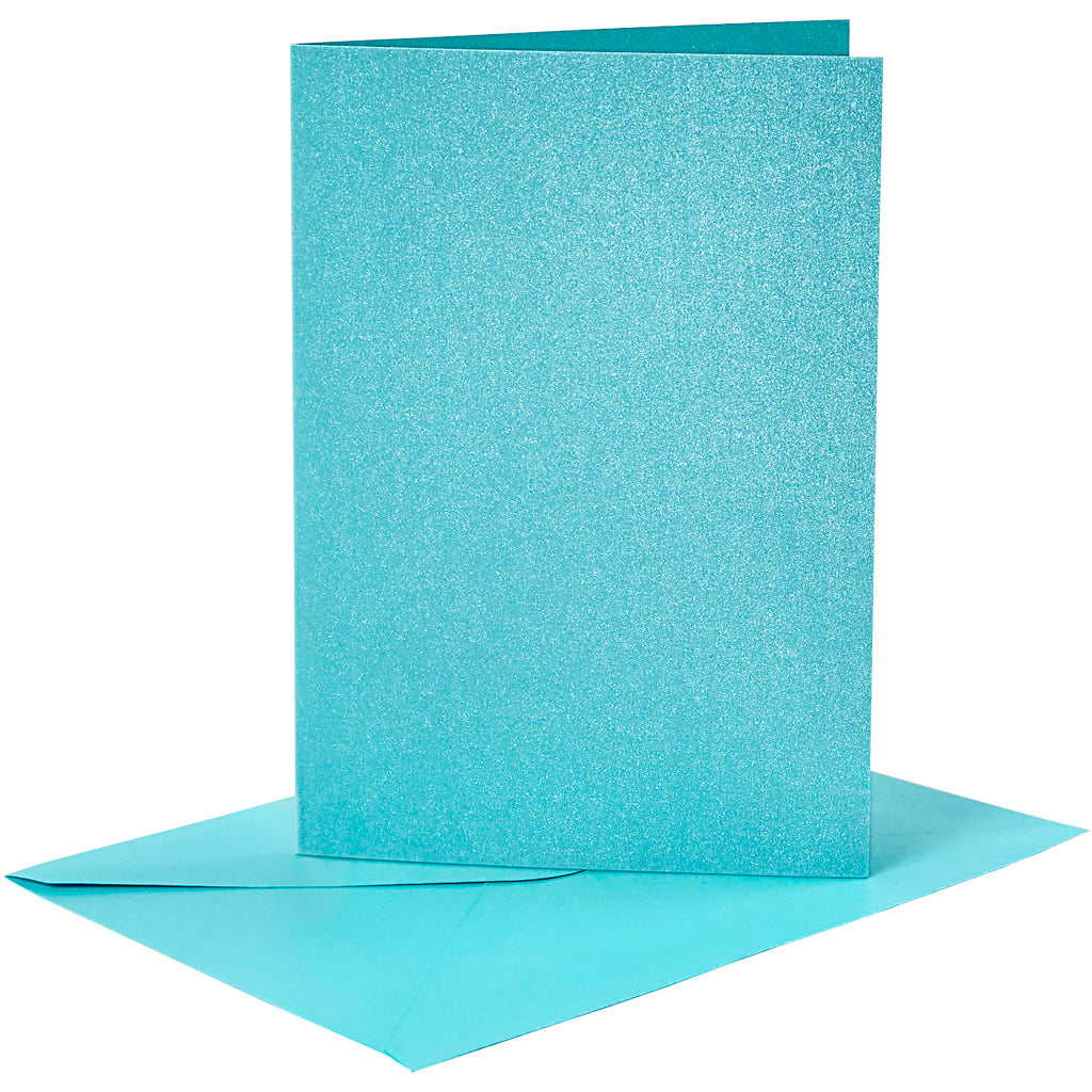 Cartes et enveloppes d'entreprise Creativ, format carte 10,5x15 cm, format enveloppe 11,5x16,5 cm, nacre, 120+210 gr, bleu, 4 set 1 boîte
